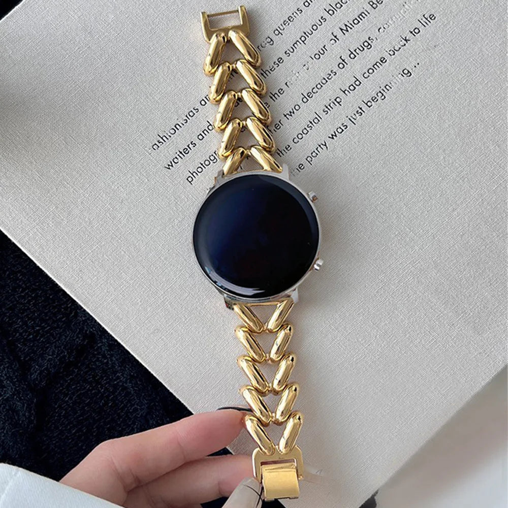 22mm 20mm Band for Samsung Galaxy Watch 7 6 5 4 40 44mm 6classic Active 2 Stainless Steel Chain Bracelet for Huawei GT2/3 Strap