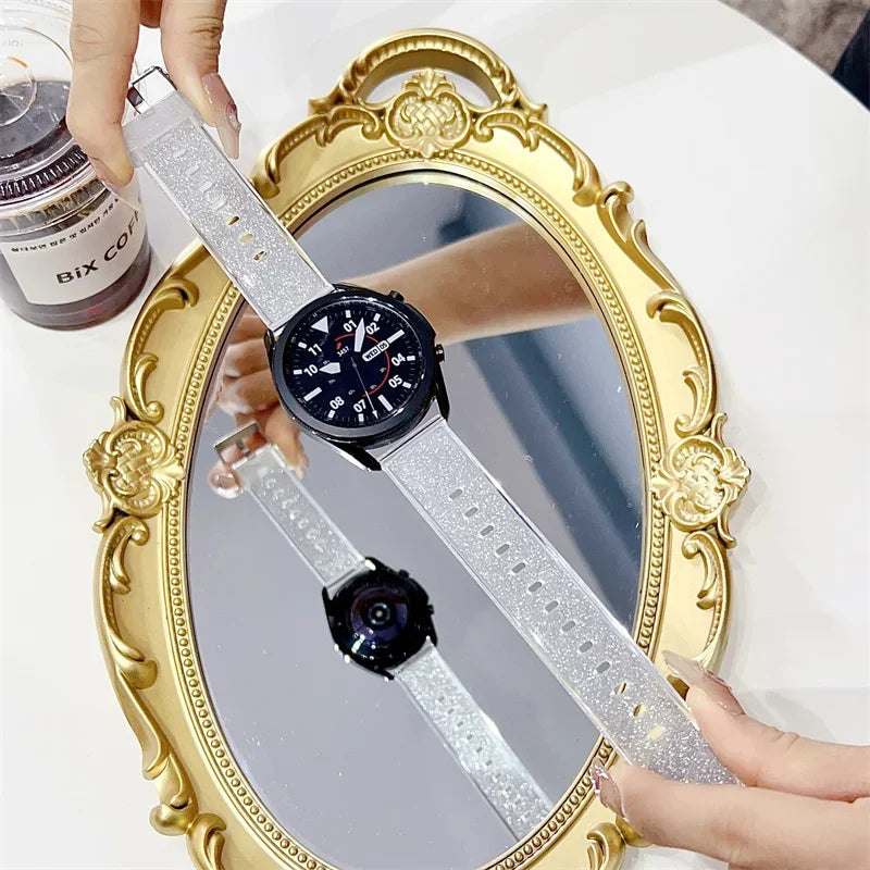 20mm/22mm strap For Samsung Galaxy watch 7-5-pro-6-4-classic 40mm 44mm Bling Transparent bracelet Huawei GT 4/3/2/2e/pro band