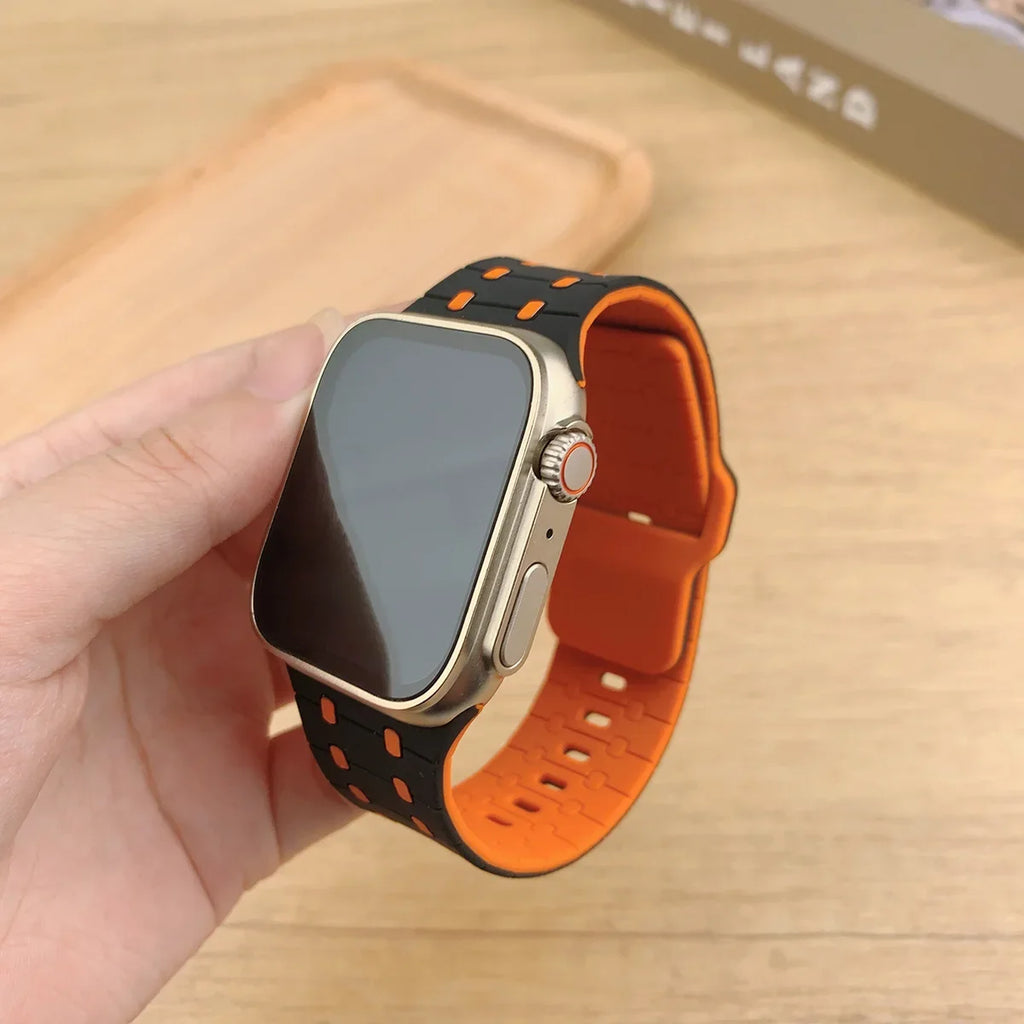 Silicone band for Apple Watch band 46mm 45mm 41mm 44mm Ultra 49mm 40mm 42mm band Correas for Apple Watch Series 10 9 8 7 6 5 SE