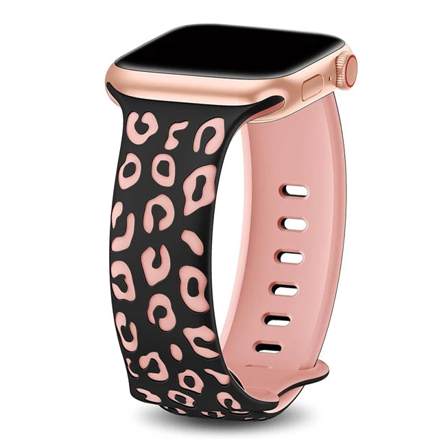 Engraved Leopard band For Apple Watch Ultra 2 3 band 49mm 44mm 41mm 40mm 45mm 38mm Silicone band Apple Watch Series 98765SE 10 11 46mm 42mm