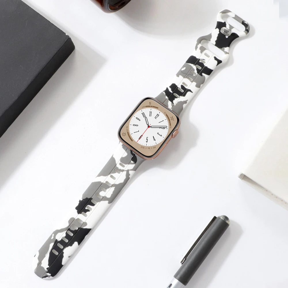 Silicone band For Apple Watch band 49mm 45mm 41mm 44mm 40mm 42mm 38mm 45mm Camouflage band Apple Watch Series Ultra 8 SE 7 6 5