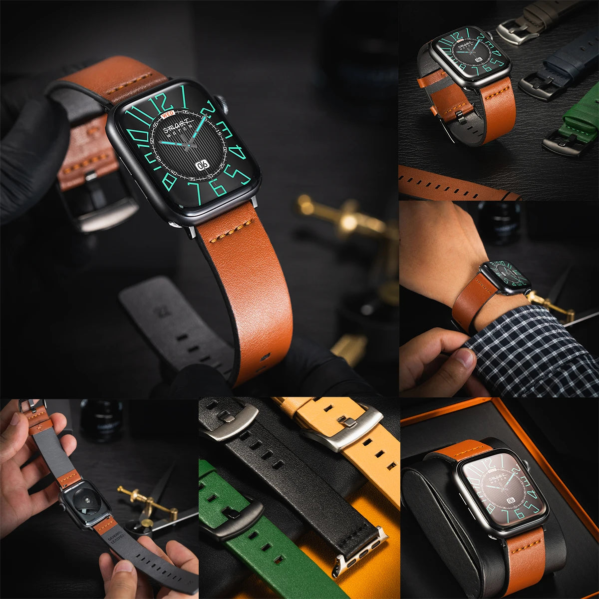 Leather band for Apple Watch Ultra 2 band 49mm S10 46mm 9 8 7 45mm 41mm High Quality band for Apple Watch Series 6 SE 5 4 44mm 40mm