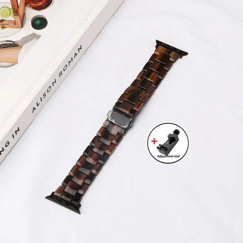 Luxury Resin band for Apple Watch Ultra 2 band 49mm 45mm 41mm 40mm 44mm 38mm 42mm Link band Apple Watch Series 9 7 8 6 SE 5 4 3