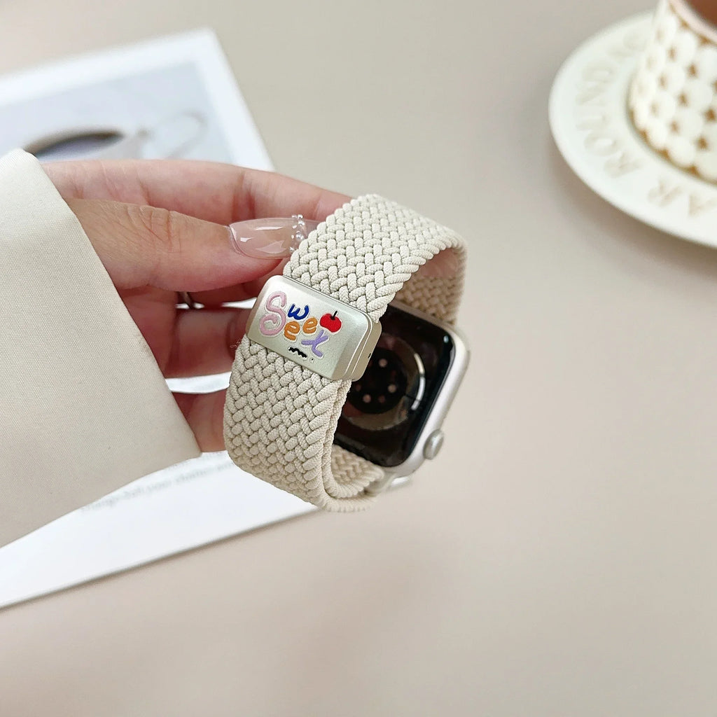 Nylon band For Apple Watch band Ultra 44mm 40mm 45mm 49mm 41mm 44mm magnetic buckle Braided band Apple Watch Series 10 9 SE 7 8