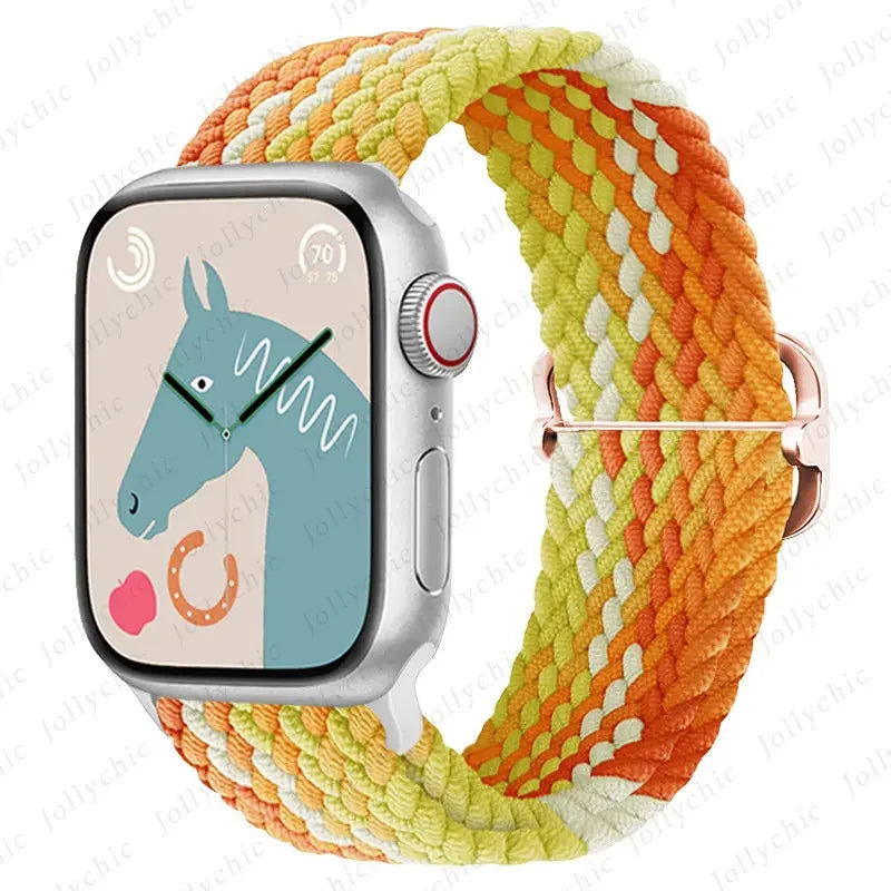 Braided Solo Loop band For Apple Watch Ultra 2 band 49mm 44mm 40mm 45mm 41mm 42mm 38mm band Apple Watch Series 9 8 7 6 SE 3
