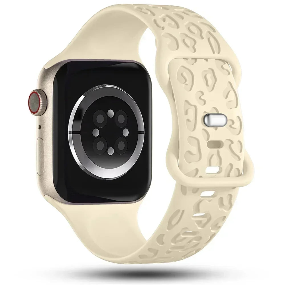 Engraved Leopard band For Apple Watch 10 band Ultra 2 49mm 45mm 44mm 46mm 41mm 40mm Silicone band Series 10 9 8 7 SE 6 5 4