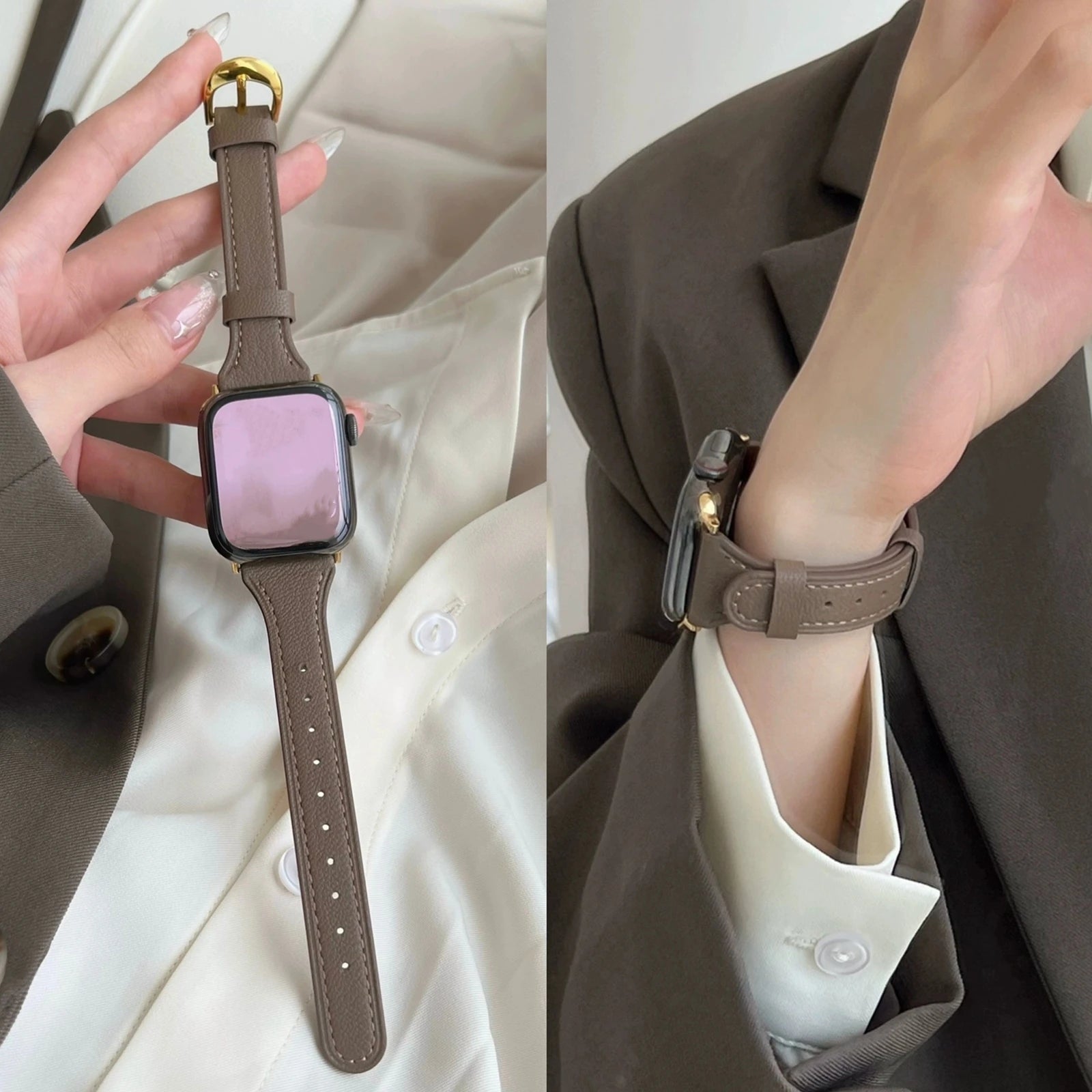 High quality leather loop For Apple Watch band women 11 10 9 8 7 6 5 4 3 2 1 SE 38mm 40mm 41mm 42mm 44mm 45mm 46mm 49mm band