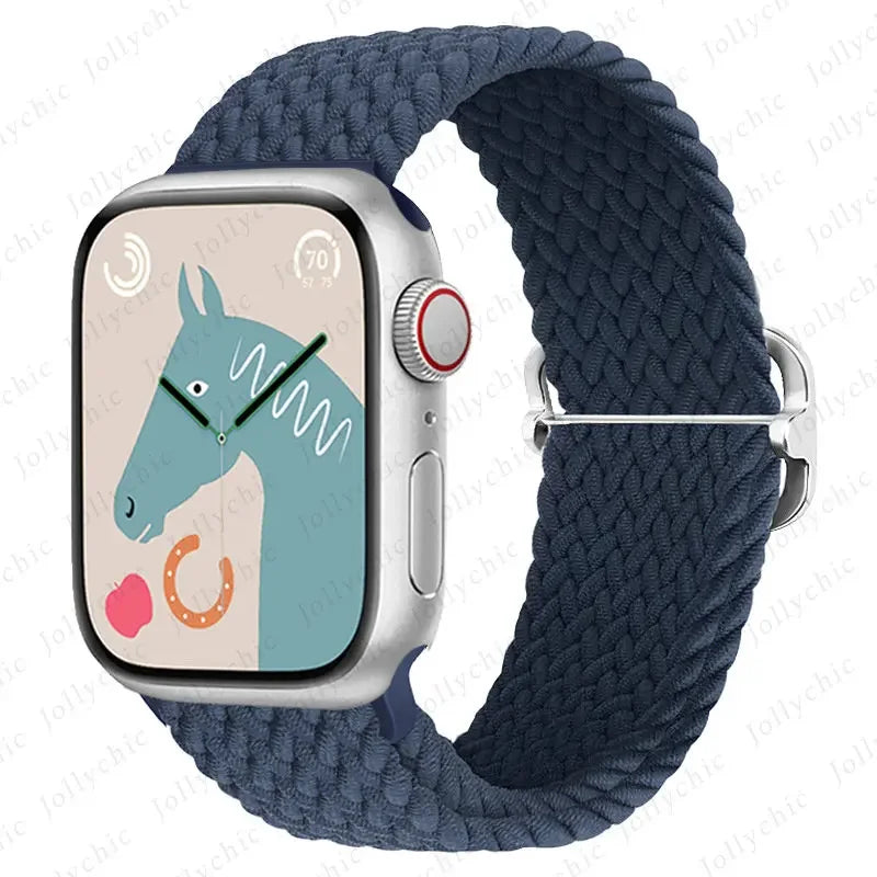 Braided Solo Loop band For Apple Watch Ultra 2 band 49mm 44mm 40mm 45mm 41mm 42mm 38mm band Apple Watch Series 9 8 7 6 SE 3
