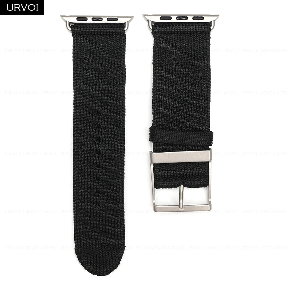 URVOI En Mer band for Apple Watch Ultra 3 2 Series 11 Sport band Orange Gris Titane ocean waves pattern Polyamide Custom Buckle