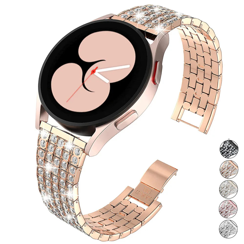 20/22mm Metal Strap for Samsung Galaxy Watch 7/6/5/4/Classic 47mm/active 2 Gear s3 Diamond Bracelet for Huawei GT234 5 pro 46mm