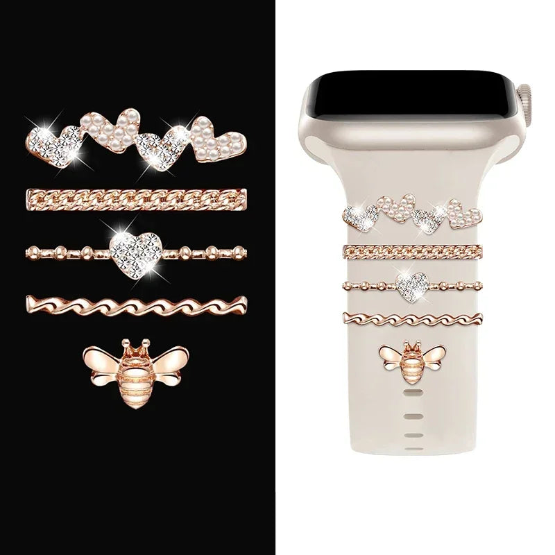 Decoration For Apple Watch Ultra 2 band 10 9 8 7 Diamond Jewelry Charms Accessories samsung Huawei watch band 20 22mm band