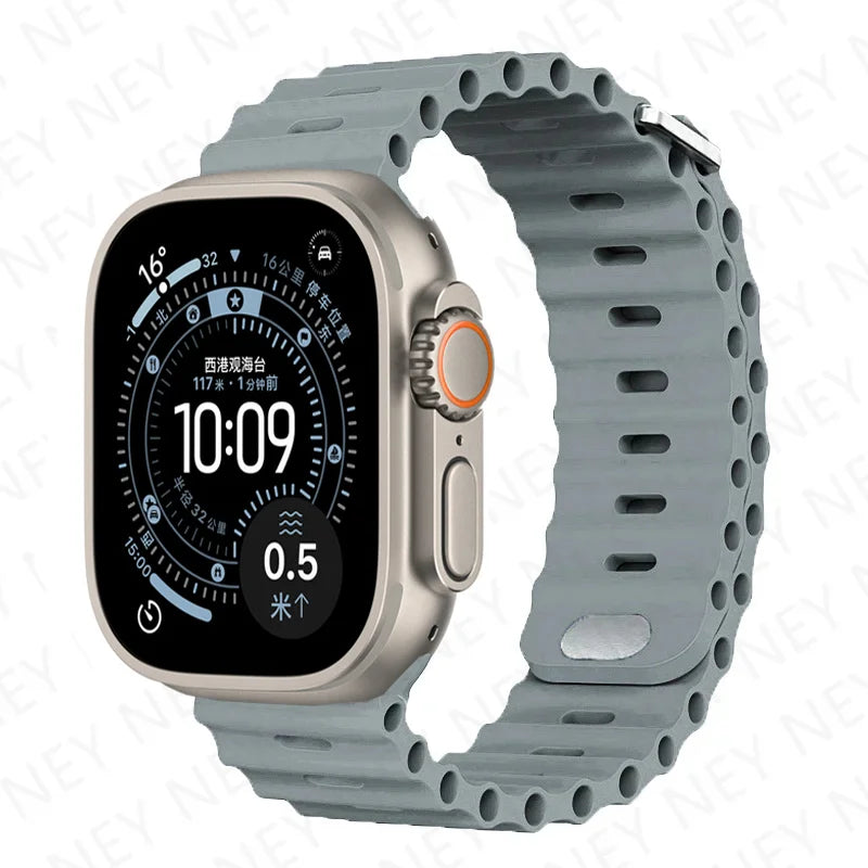 Bands For Apple Watch 10 Ultra 2 3 49mm 45mm 41mm 44mm Silicone Ocean band Apple Watch Series 11 9 8 7 6 5 4 SE 3 46mm 42mm