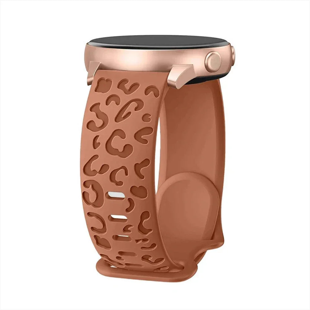 20mm Engraved Leopard Band for Samsung Galaxy Watch 7/FE/6/5/5 pro/FE/4 classic Silicone Sport bracelet Huawei GT 5-4-3-2 Strap
