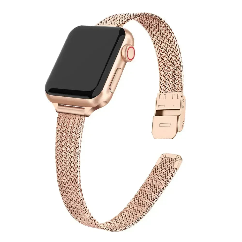 Slim band metal band for Apple Watch 10 9 8 7 6 SE 5 4 44mm 45mm 49mm Ultra Stainless Steel Milanese band for Apple Watch 42mm 46mm
