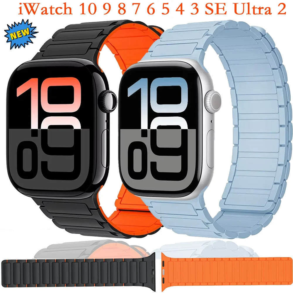 New Sport Silicone band for Apple Watch band Ultra 3 49mm 11 10 46mm 42mm Magnetic band Apple Watch 9 8 7 6 5 SE 45mm 41mm 44mm 40mm