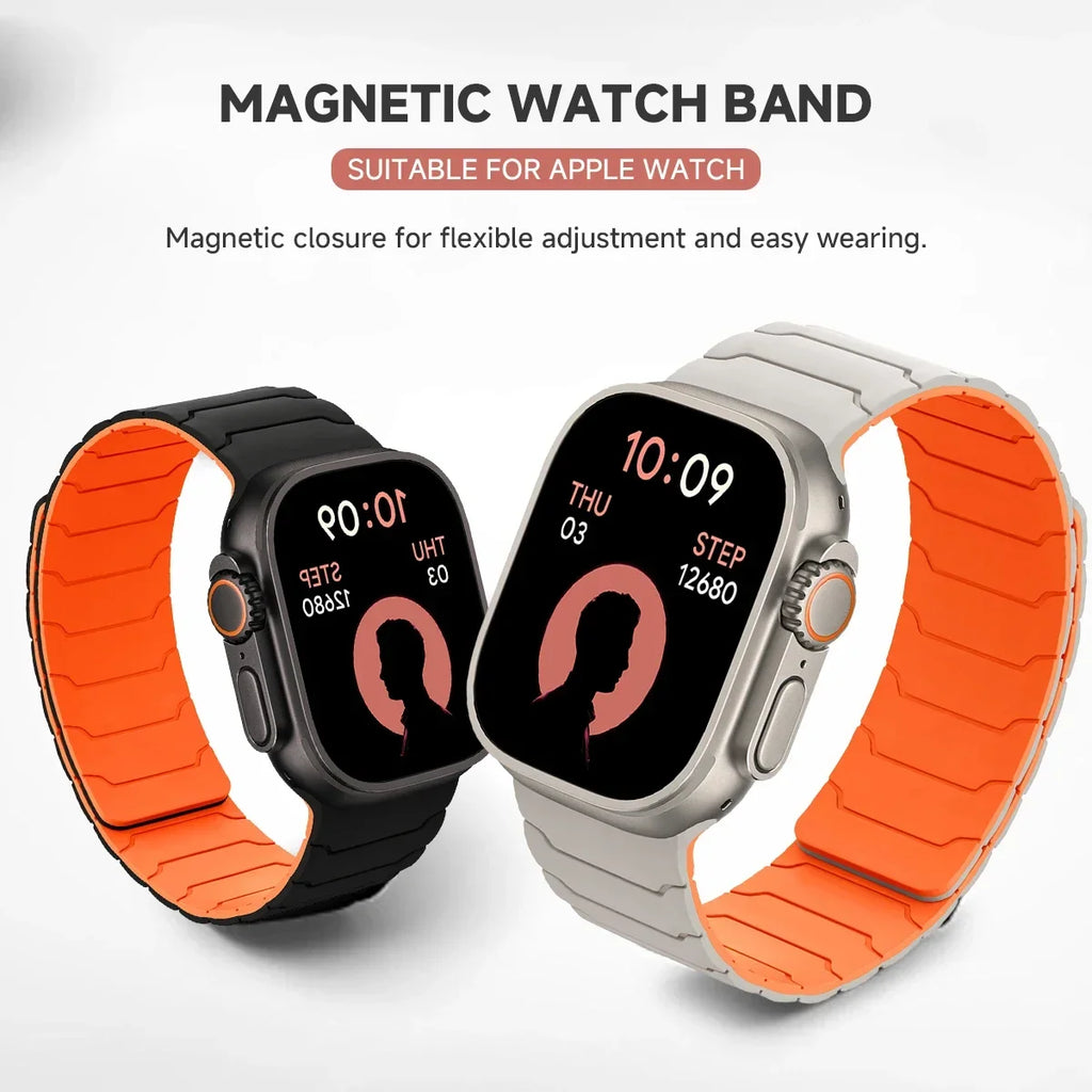 Magnetic band for Apple Watch band Ultra 2 49mm 46mm 44mm 41mm 45mm 42mm Silicone band Apple Watch Series 10 9 8 7 6 5 4 SE band
