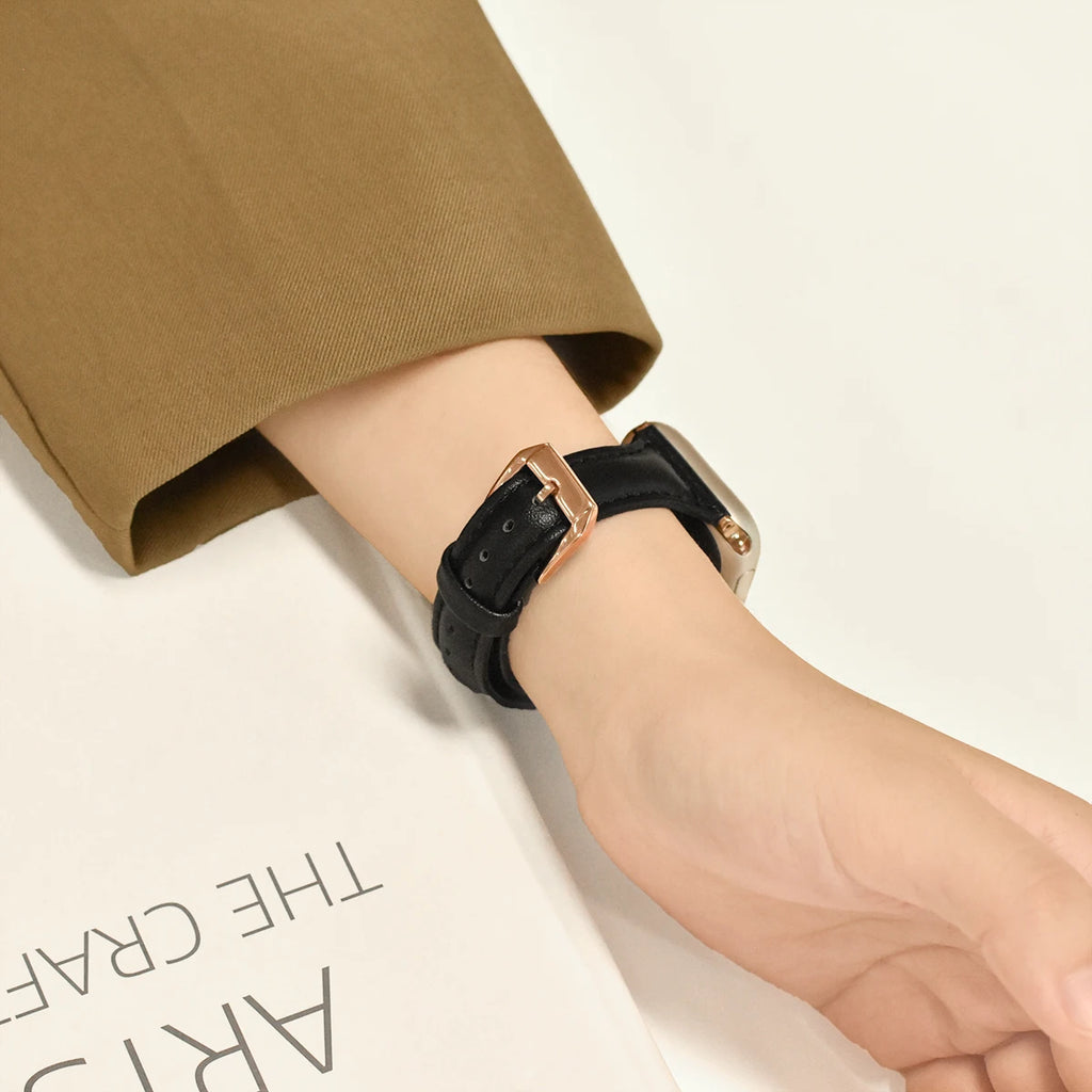 Slim Leather band For Apple Watch Series 10 11 42mm 46mm 9 8 7 41mm 45mm band 42mm Ultra 49mm band Apple Watch SE 6 5 4 3 40mm 44mm