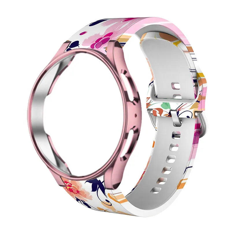 Leopard Printed Strap For Samsung Galaxy 4/5 40mm 44mm 5 Pro 45mm Silicone Bracelet For Watch 4 Classic 42mm 46mm Watchband+Case