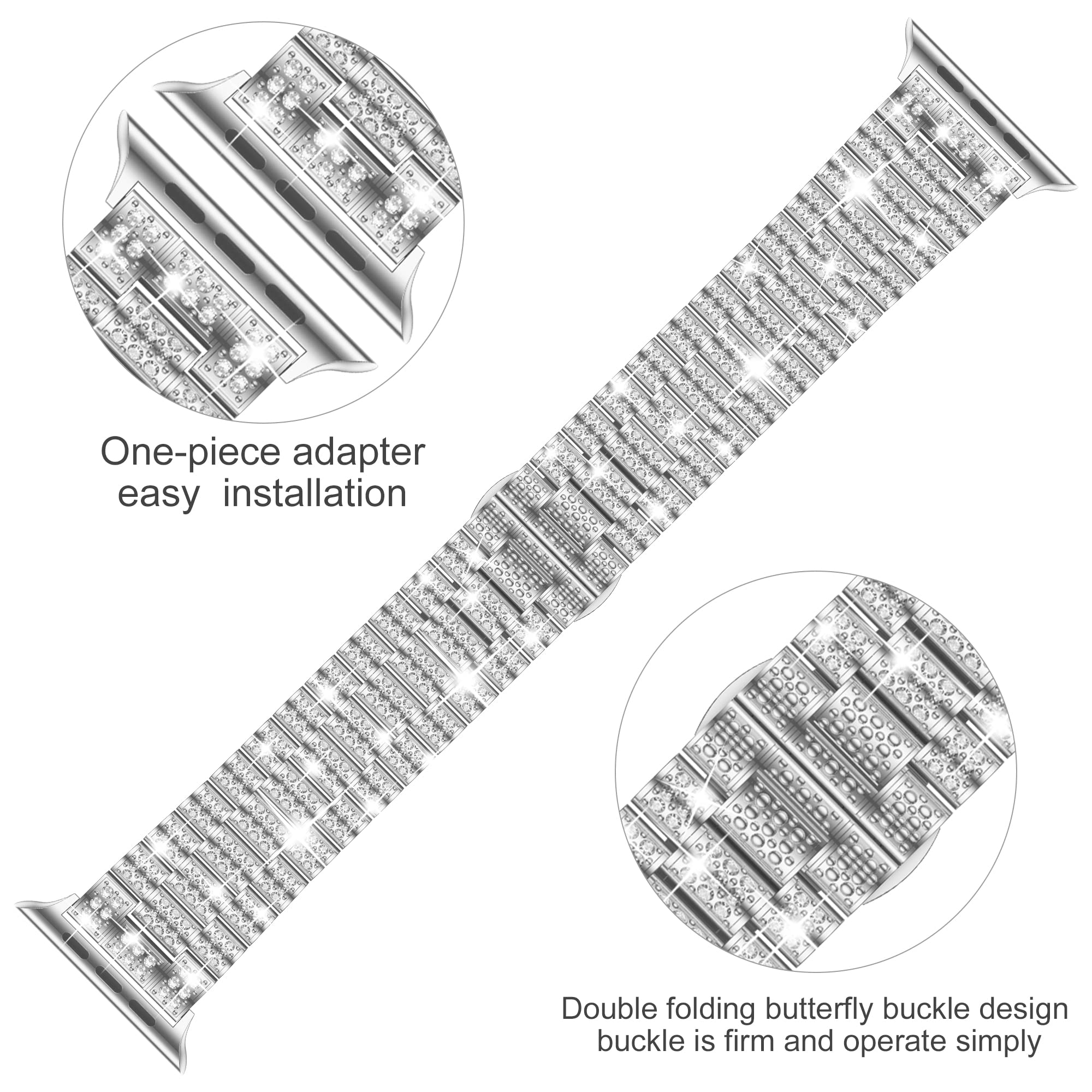 Women's Diamond band For Apple Watch Ultra 2 band 9 49mm 44mm 40mm 41mm 45mm metal band Apple Watch Series 8 7 6 SE 5 Watchband