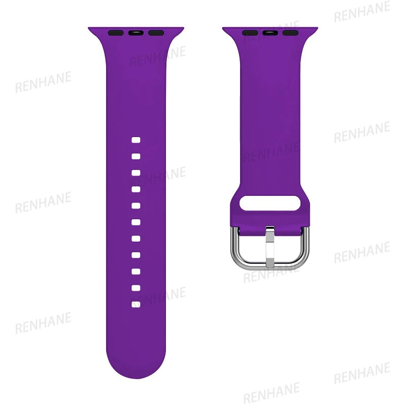 Silicone band For Apple Watch band 49mm 44mm 40mm 46mm 42mm 41mm 45mm Classic Buckle band Apple Watch 11 10 9 8 7 6 5 SE Ultra 3