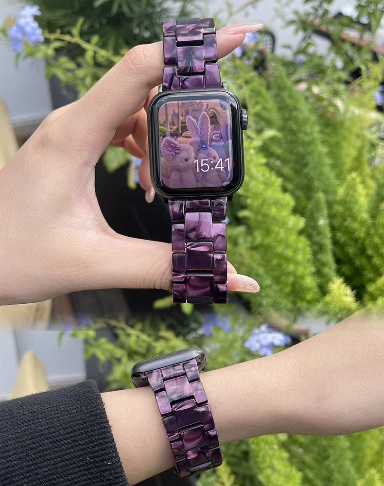 Resin band for Apple Watch band 44mm 40mm 45mm 49mm 38mm 42mm 41mm Fashion Wrist band for Apple Watch Series 8 7 6 5 4 3 2 1 Ultra 2