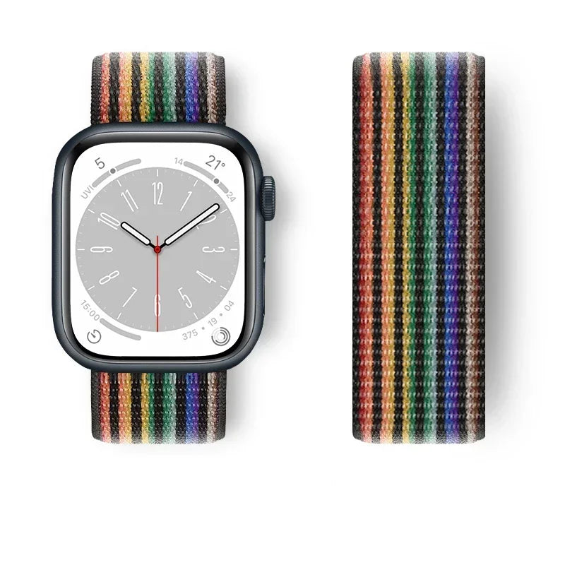 Nylon Loop For Apple Watch band 45mm 44mm 49mm 46mm 40mm 41mm 38mm 42mm Correa band Apple Watch Series 6 SE 7 8 9 10 Ultra 2 band