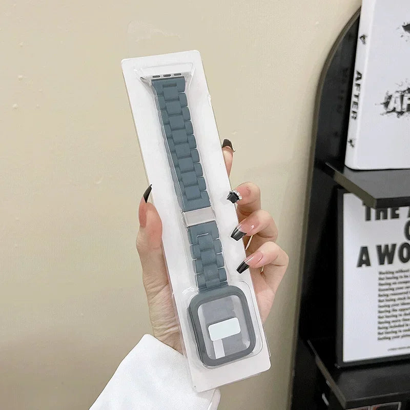 Watch band+Case+glass For Apple Watch band 44mm 40mm 38mm 42mm Candy band Apple Watch Ultra 2 49mm serie 9 8 7 6 5 4 3 SE 41mm 45mm