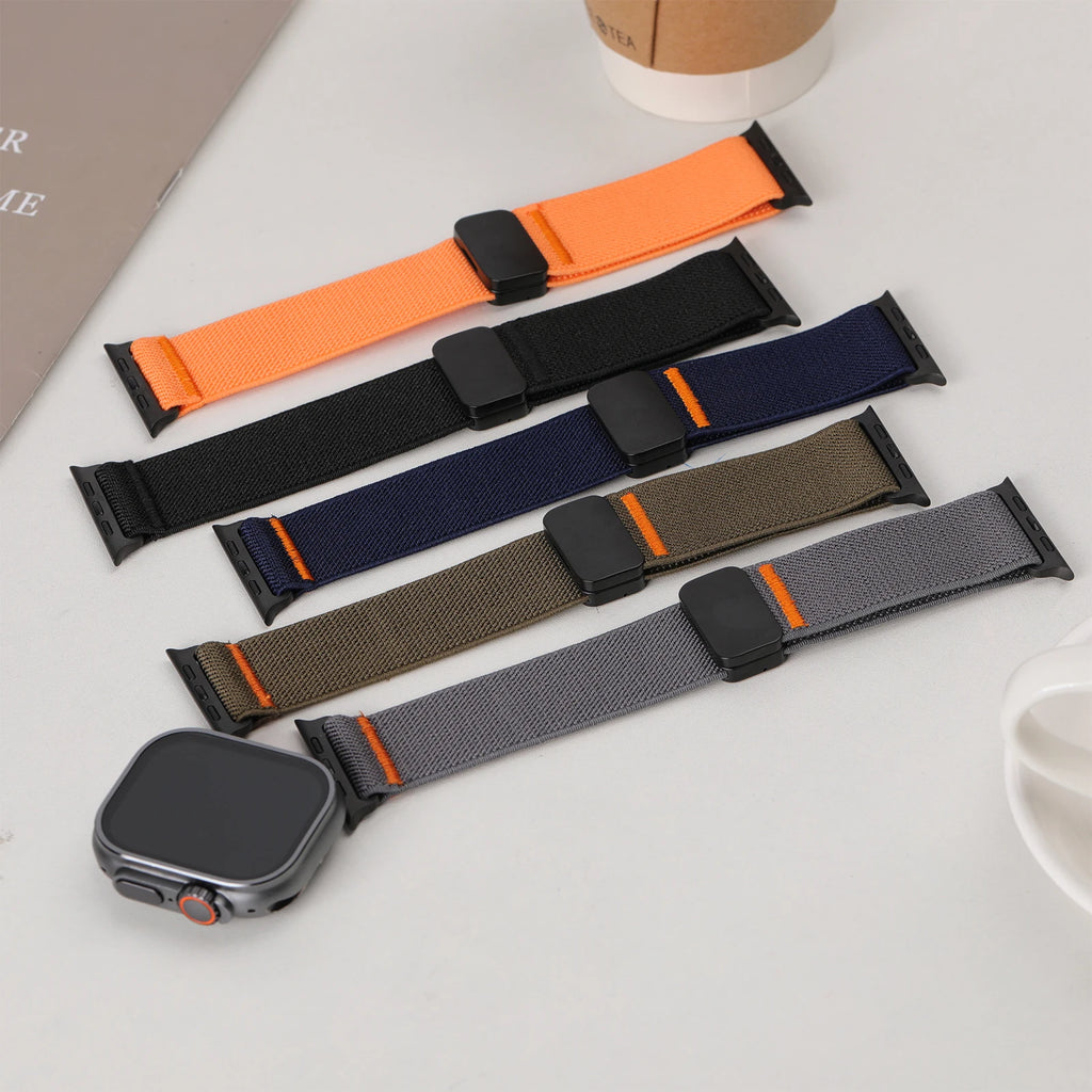 Magnetic band For Apple Watch band 49mm 45mm 46mm 44mm 42mm Nylon Sport Correa band Apple Watch Series Ultra 2 10 9 8 7 6 5 SE