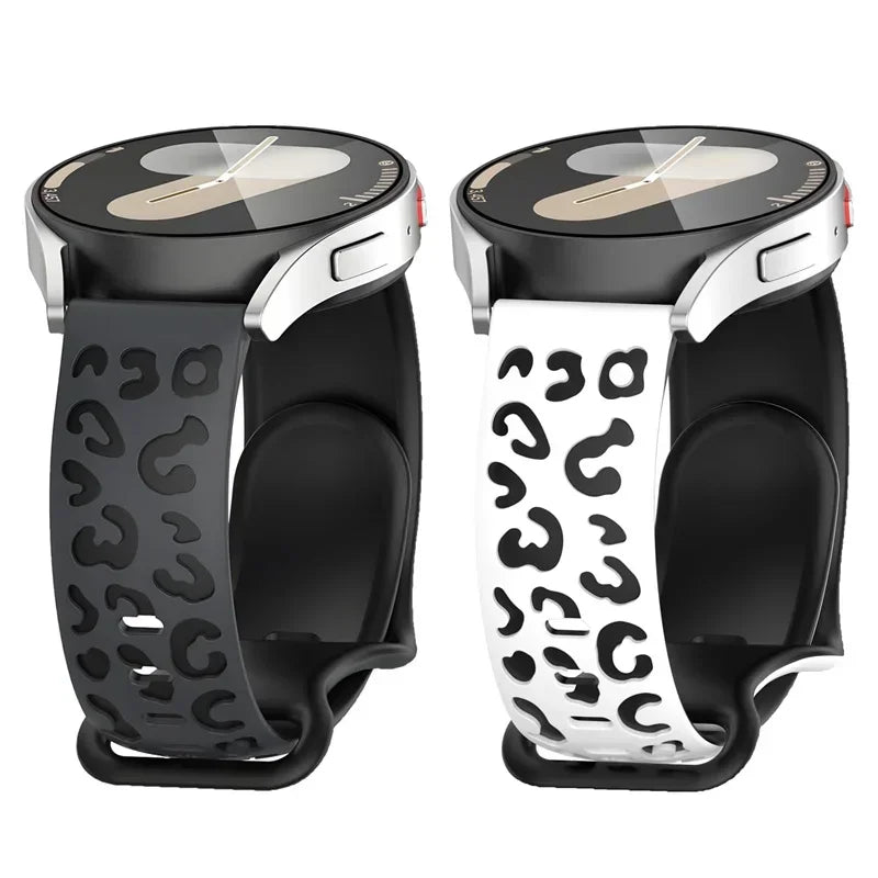 20mm Engraved Leopard Band for Samsung Galaxy Watch 7/FE/6/5/5 pro/FE/4 classic Silicone Sport bracelet Huawei GT 5-4-3-2 Strap