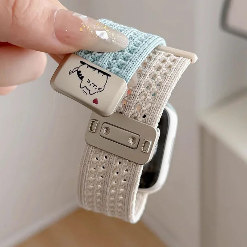 Braided band For Apple Watch band 44mm 40mm 45mm 46mm 49mm 41mm 38mm Magnetic Nylon band Apple Watch Series SE 7 6 8 9 10 Ultra 2