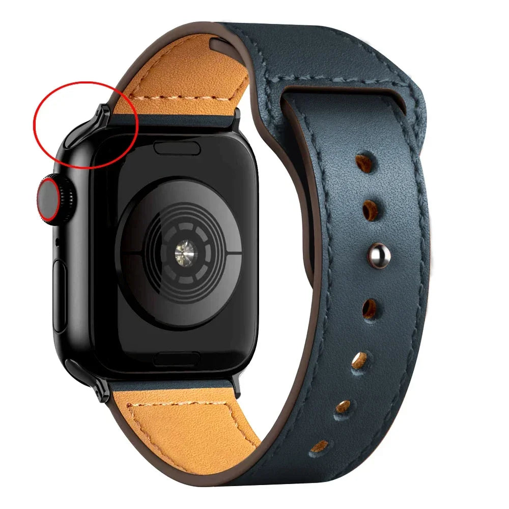 Leather band For Apple Watch Ultra 2 49mm 41mm 45mm 44mm 40mm 46mm 42mm Wrist band for Apple Watch Series 9 8 7 3 4 5 6 10