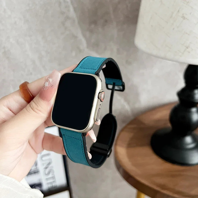 Leather band for Apple Watch band 44mm 42mm 46mm 45mm 41mm Silicone Magnetic band Apple Watch Series 10 9 8 7 6 SE 5 Ultra 49mm