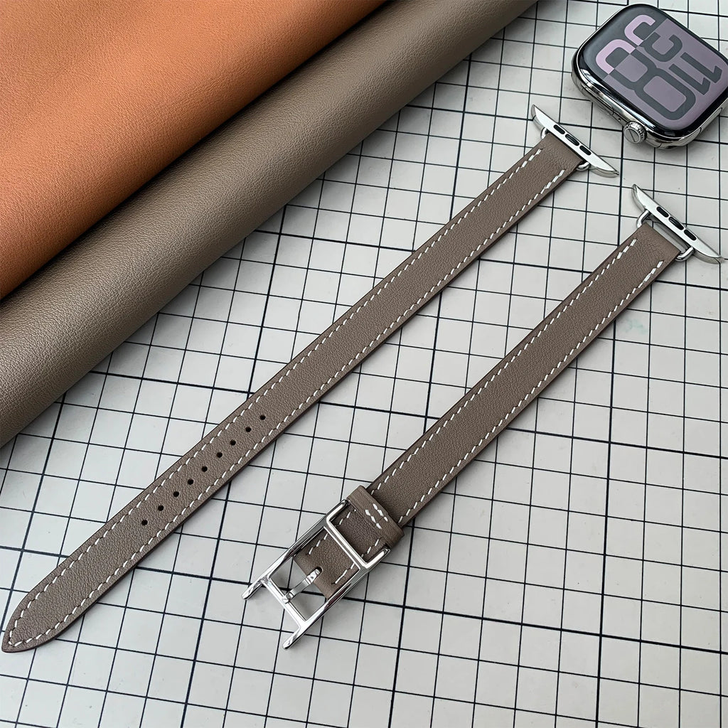 New 2025 Hapi Attelage Double Tour band For Apple Watch band Series 11 10 9 8 7 SE 3 Apple Watch Ultra 3 2 H Buckle Belt 42mm 46mm