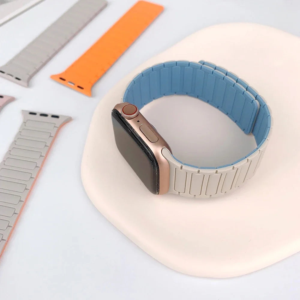 Silicone band for Apple Watch 46mm 42mm 49mm 45mm 41mm 44mm 40mm Magnetic band for Apple Watch Ultra 2 Series 10 9 8 7 6 SE 5 4 3