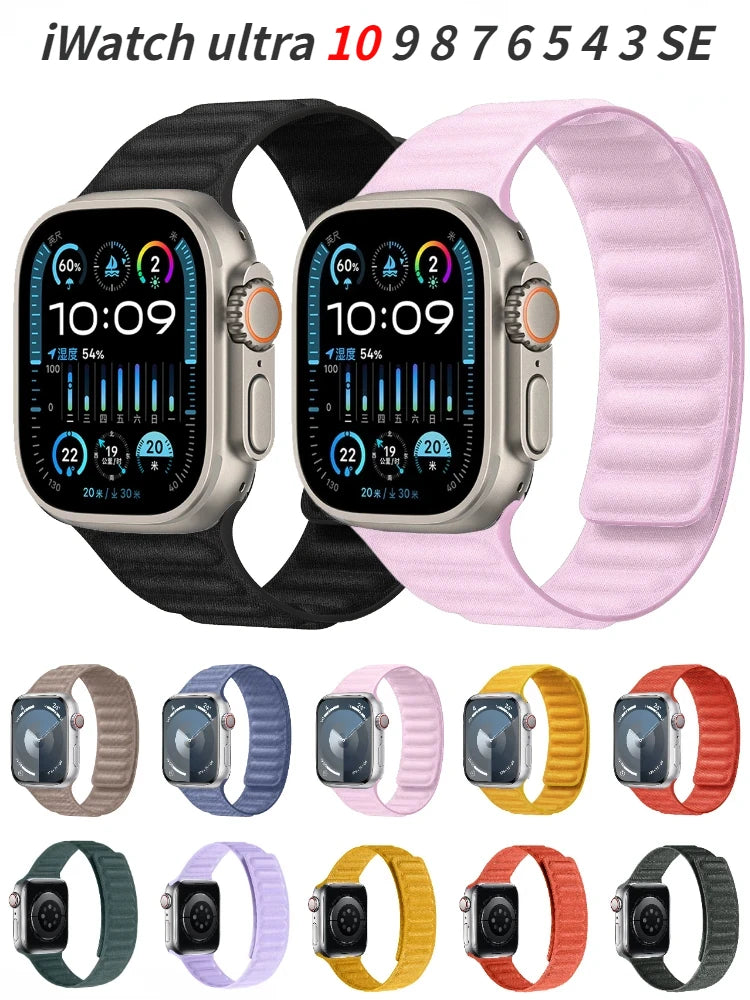 Silicone band for Apple Watch Ultra 3 2 49mm 11 10 9 8 7 45mm 41mm 42mm 46mm band Magnatic band Wristband Apple Watch 6 SE Belt