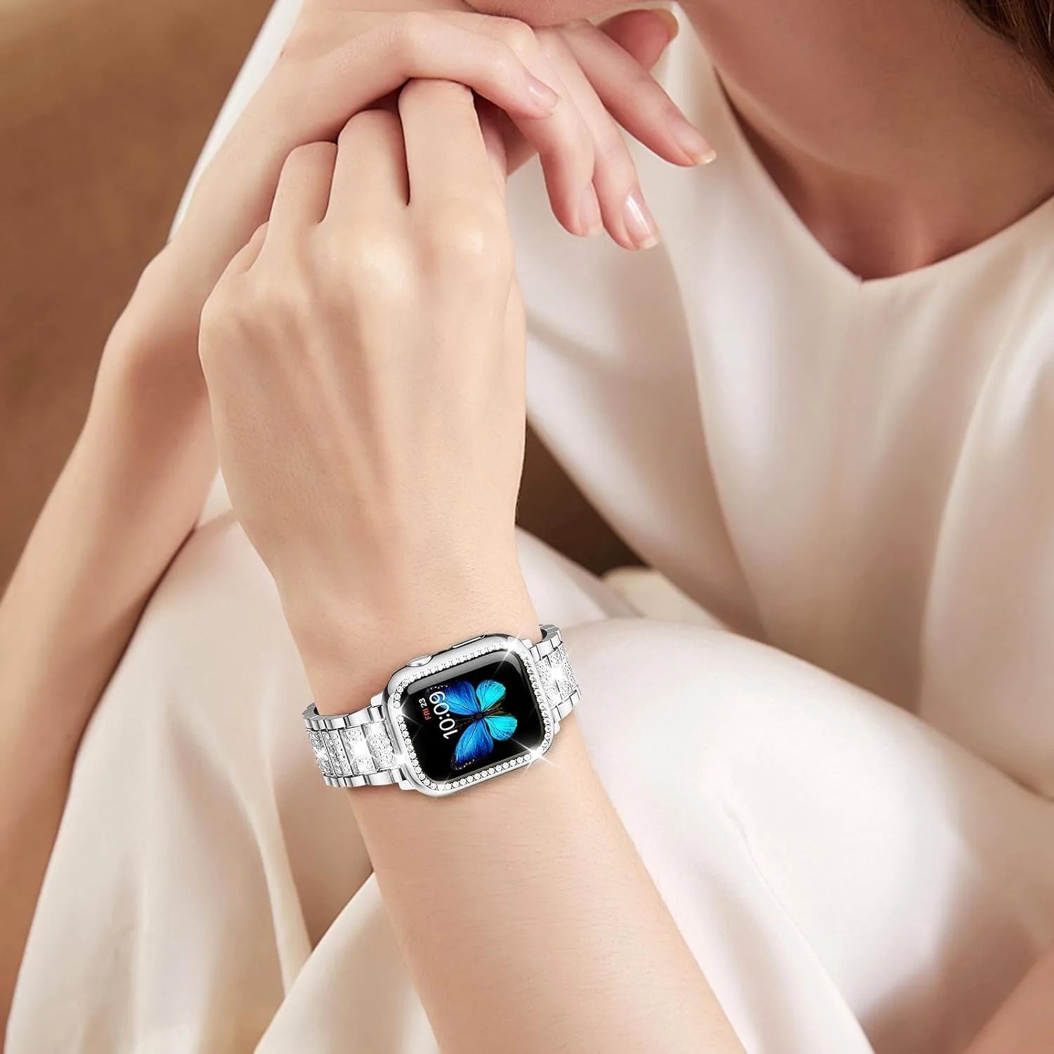 Bling band+Case for Apple Watch band 40mm 44mm 41mm 45mm 42mm 46mm Women Jewelry Diamond metal band Apple Watch SE 6 7 8 9 10