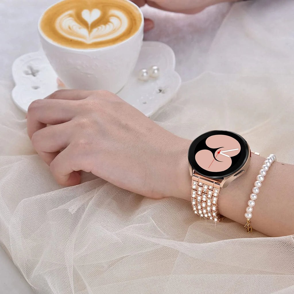 20/22mm Metal Strap for Samsung Galaxy Watch 7/6/5/4/Classic 47mm/active 2 Gear s3 Diamond Bracelet for Huawei GT234 5 pro 46mm