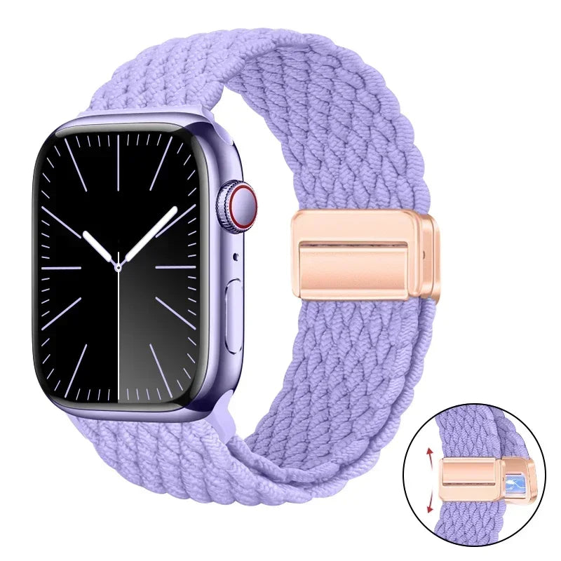 Magnetic Braided band For Apple Watch band 46mm 42mm 45mm 41mm 44mm 40mm Ultra 2 49mm Nylon band Apple Watch 10 9 8 7 6 5 4 SE