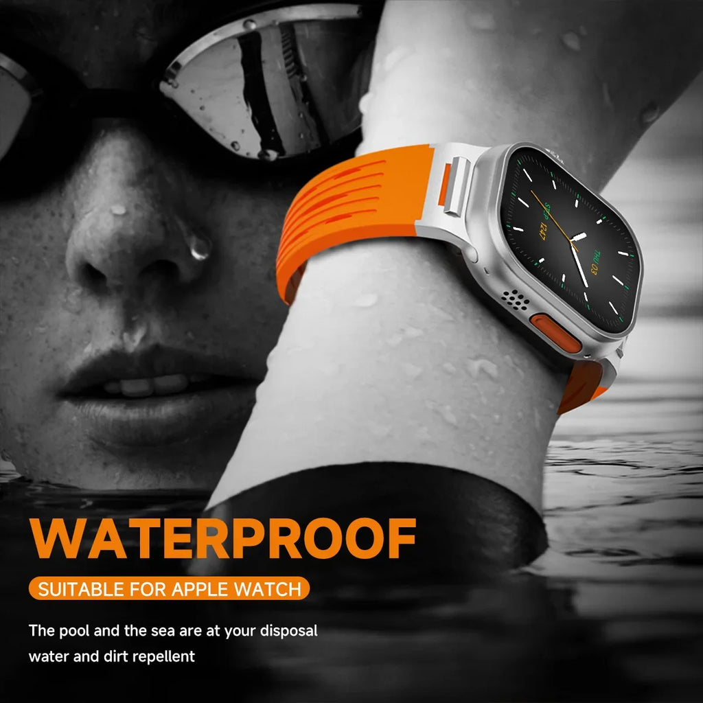 Silicone band for Apple Watch band 49mm 46mm 45mm 44mm 42mm 41mm metal Connector band for Apple Watch Ultra 2 Series 10 9 8 7 6 SE 5 4