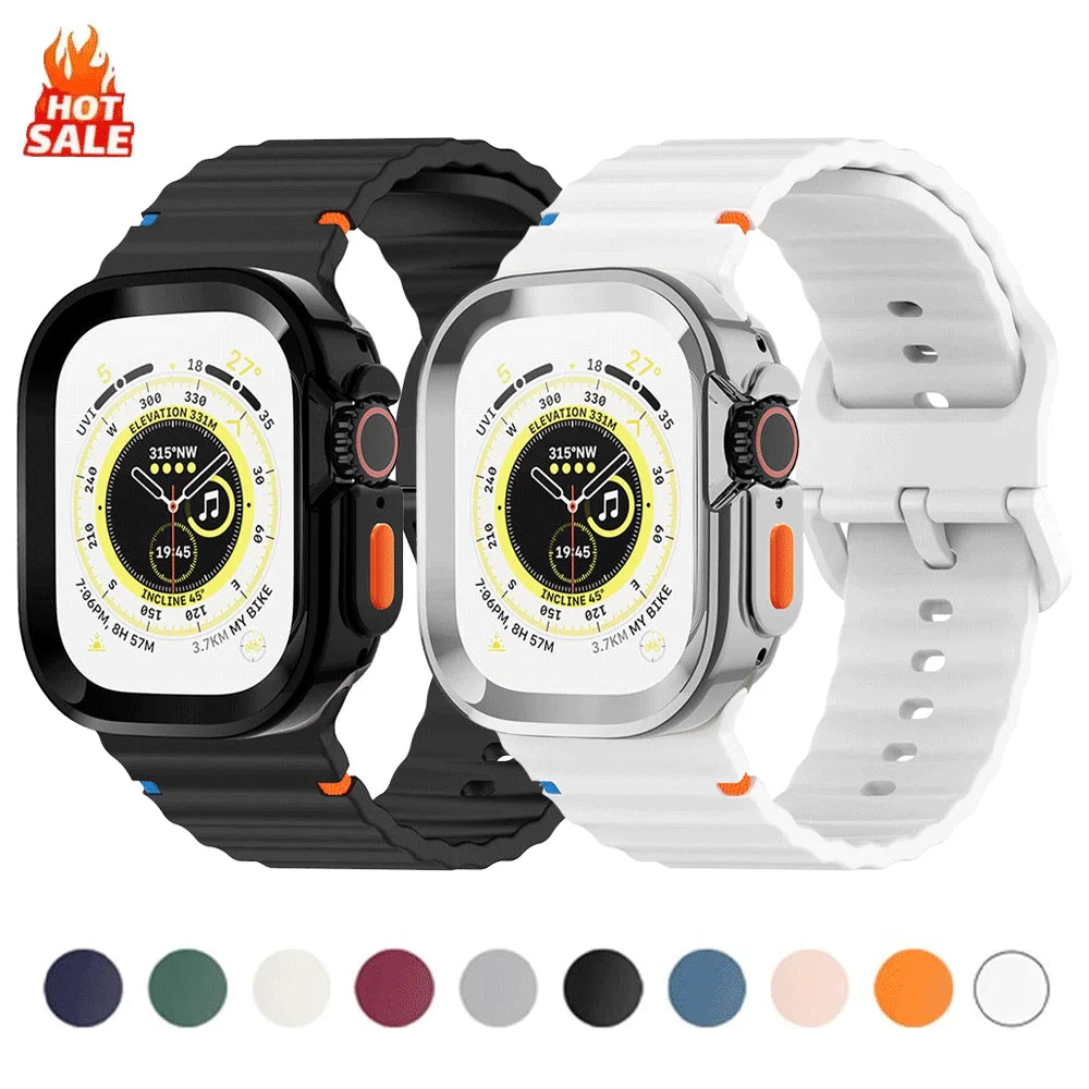 Silicone Case+band For Apple Watch Ultra 3 49mm 42mm 46mm 44mm 40mm 45mm 41mm band cover for Apple Watch Series 11 10 SE 3 9 8 7