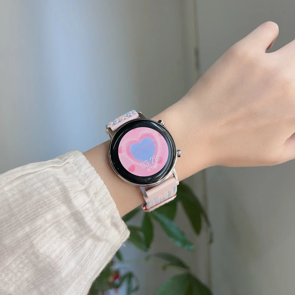 Band For Samsung Galaxy Watch 7 FE 5 Pro 4 6 classic 44mm 40mm Nylon Braided sport bracelet correa Galaxy Watch 7 Strap