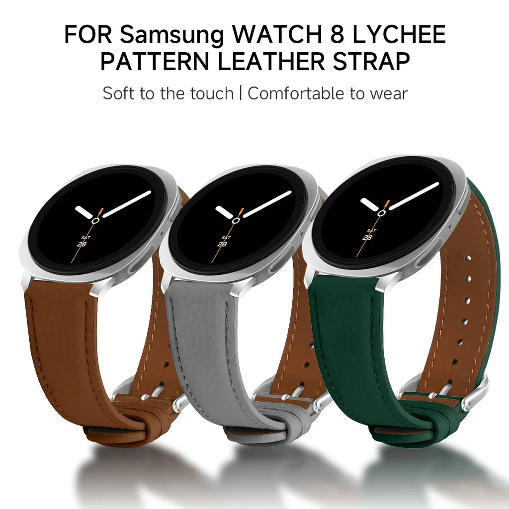 Leather Strap for Samsung Galaxy Watch 8 44mm 40mm Classic Wriststrap Quick Releas Bracelet Band for Watch 8 Classic Accessories