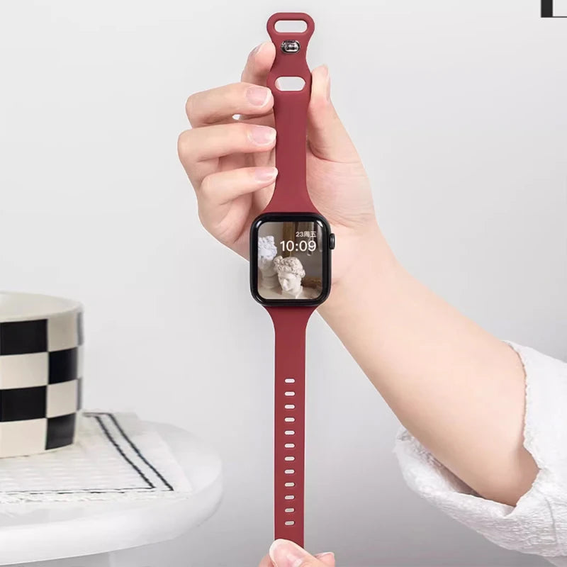 Slim Silicone band for Apple Watch band 44mm 40mm 41mm 45mm 38mm 42mm 49mm 46mm Apple Watch Series 10 9 8 7 SE 6 5 4 Woman band
