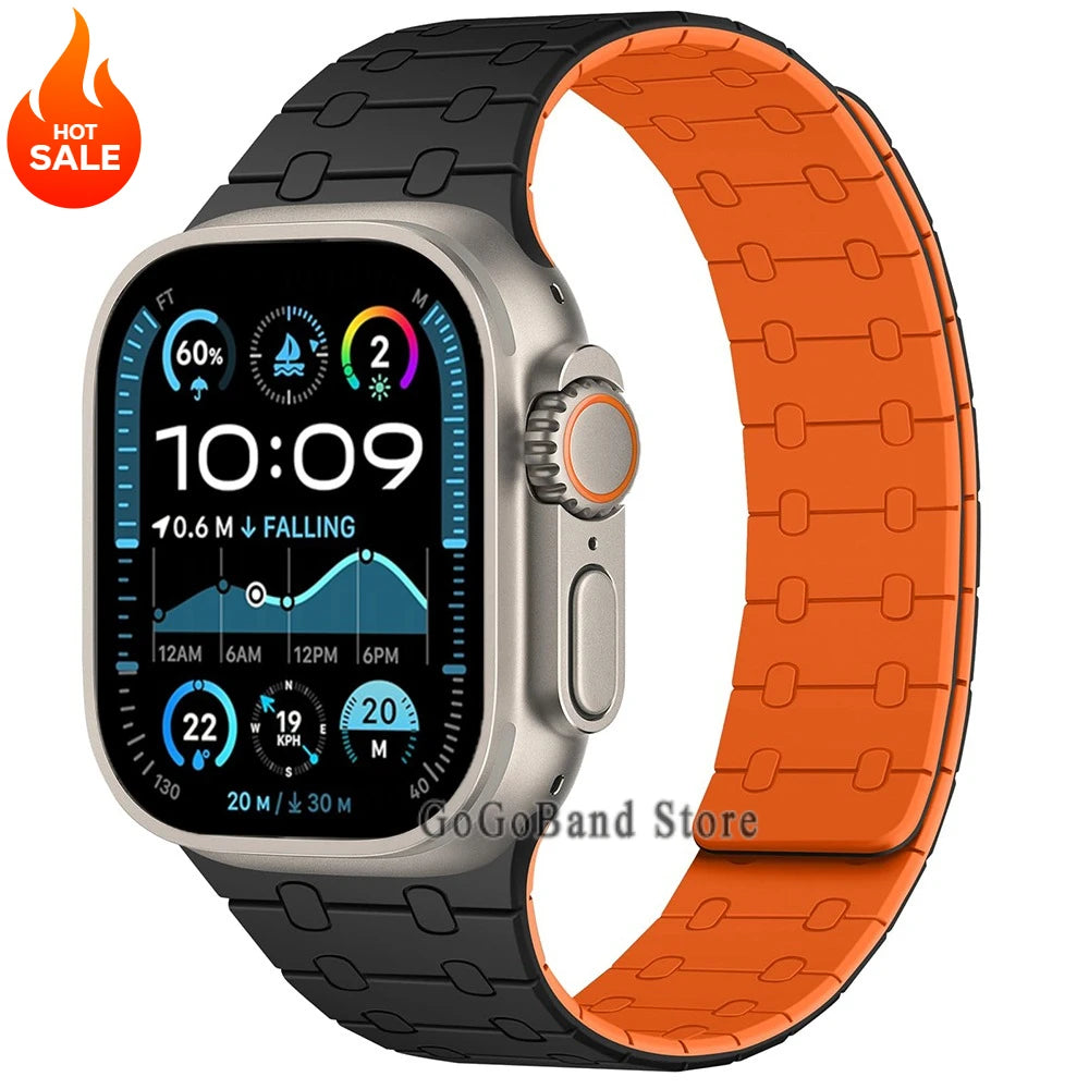 Magnetic Silicone band for Apple Watch Ultra 3 2 49mm 46mm 42mm 45mm 44mm sport band Apple Watch Series 11 10 9 8 7 6 SE 5 band