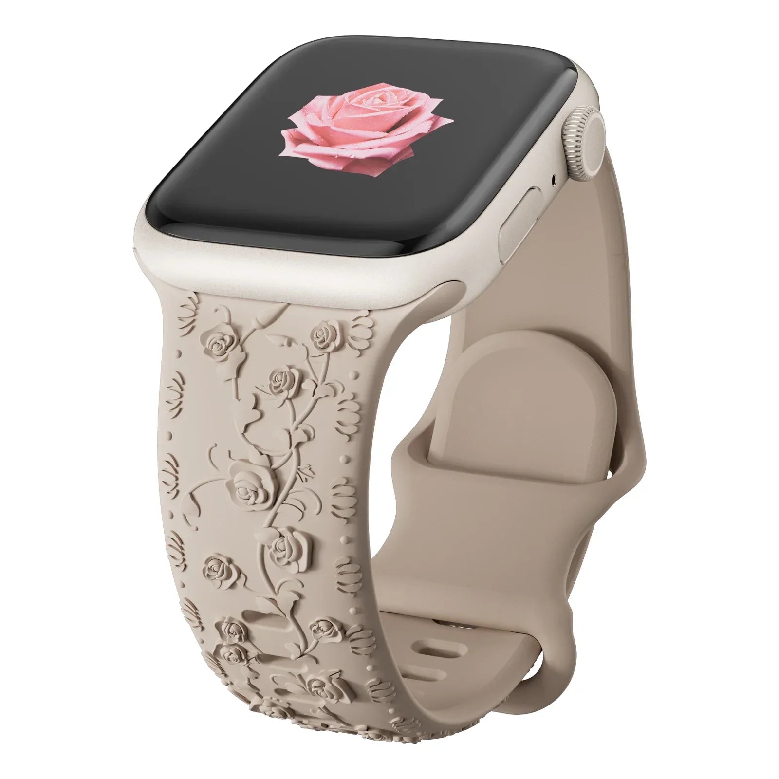 Engraved band for Apple Watch band 46mm 44mm 40mm 49mm 45mm 41mm 42mm Floral Silicone Correas Apple Watch Ultra 2 Series 10 9 8 7 6 SE 5