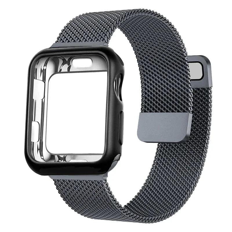Milanese Case+band for Apple Watch band 9 8 7 6 SE 5 4 49mm 45mm 41mm 40mm 44mm 42mm watch band For Apple Watch Series 10 Correa 46mm