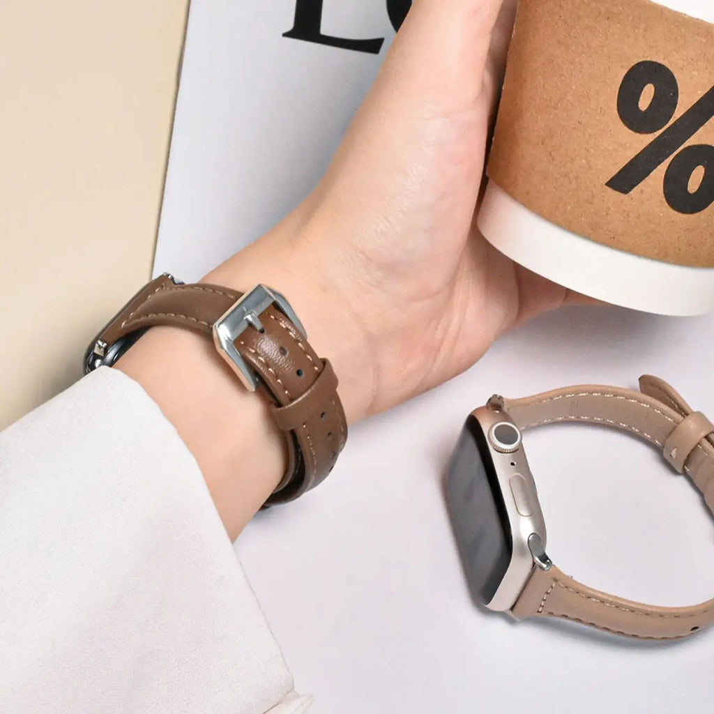 Slim Leather band For Apple Watch Series 10 11 42mm 46mm 9 8 7 41mm 45mm band 42mm Ultra 49mm band Apple Watch SE 6 5 4 3 40mm 44mm