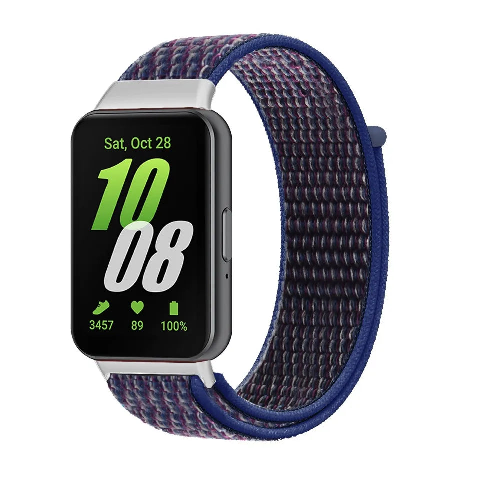 Nylon Loop Strap for Samsung Galaxy Fit 3 Men's and Women's Wristbands for Samsung Galaxy Fit 3 Metal Interface Bracelet Strap