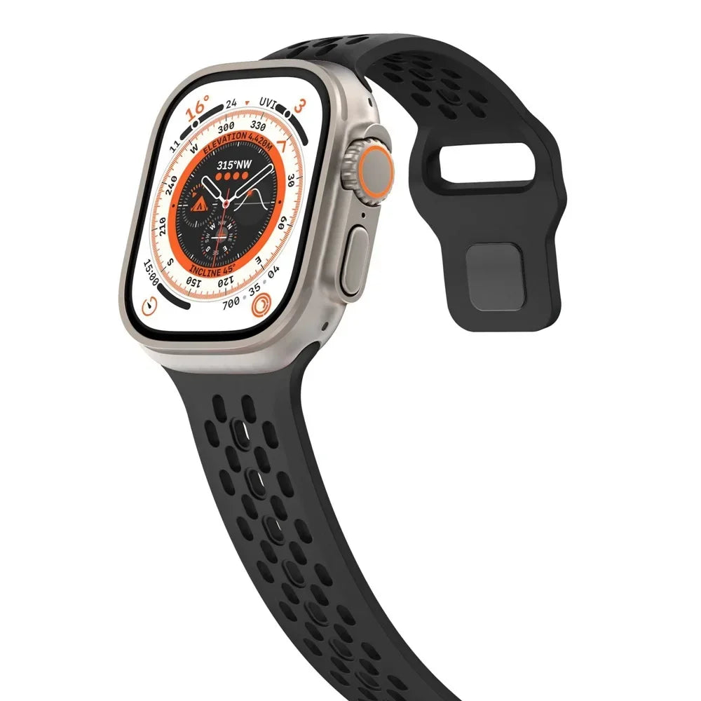 Sport Silicone band for Apple Watch Ultra 2 1 10 42mm 46mm 49mm Soft Breathable band Wristband Apple Watch Series 9 8 7 6 5 4 SE Band