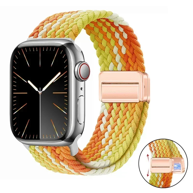 Magnetic Braided band For Apple Watch band 46mm 42mm 45mm 41mm 44mm 40mm Ultra 2 49mm Nylon band Apple Watch 10 9 8 7 6 5 4 SE